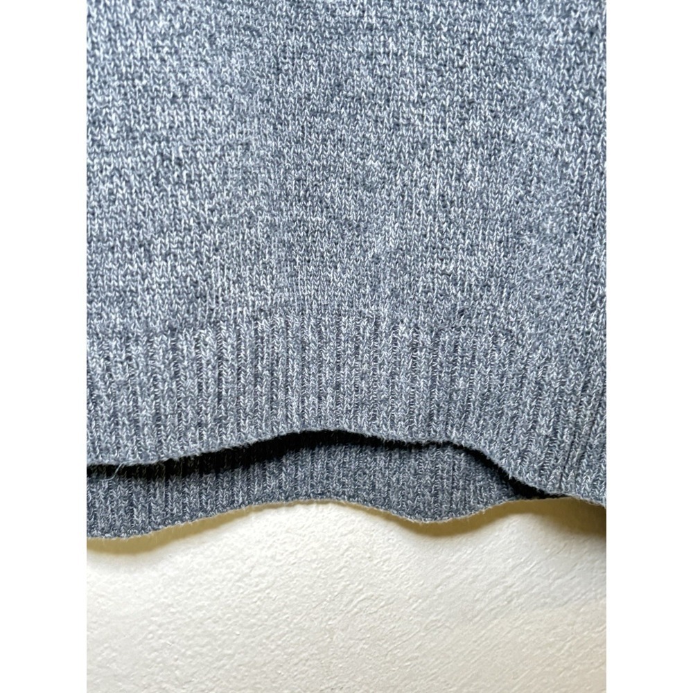 CHAPS Men's Grey Henley Cotton Knit Sweater XL w/Brown Suede Elbow Patches - Picture 5 of 8